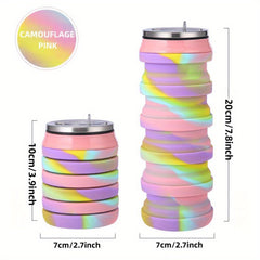 480ml Silicone Folding Water Bottle Outdoor Camping Hiking