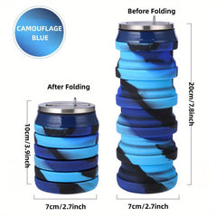 480ml Silicone Folding Water Bottle Outdoor Camping Hiking