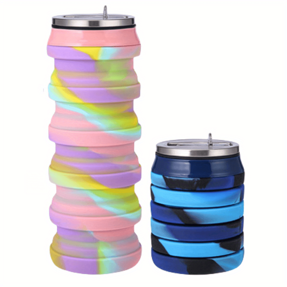480ml Silicone Folding Water Bottle Outdoor Camping Hiking