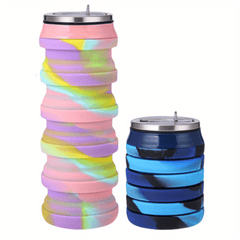 480ml Silicone Folding Water Bottle Outdoor Camping Hiking