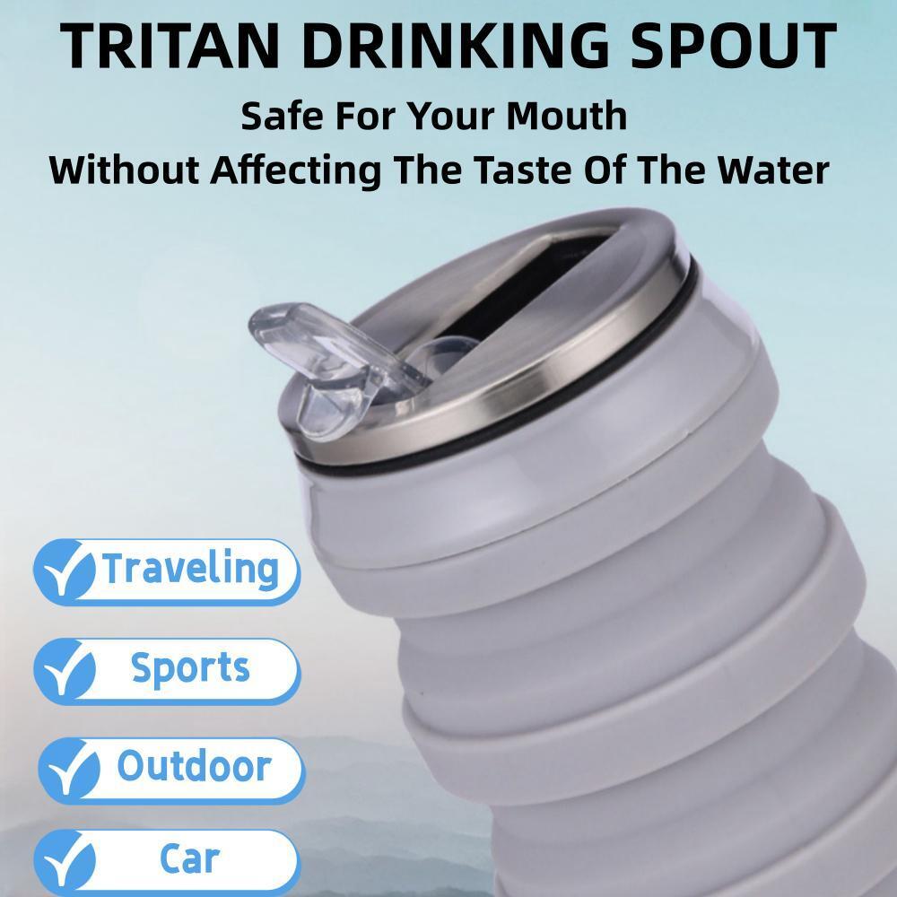 480ml Silicone Folding Water Bottle Outdoor Camping Hiking