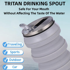 480ml Silicone Folding Water Bottle Outdoor Camping Hiking