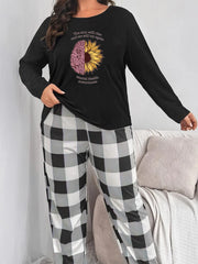 Sunflower & Letter Print Pajamas Set