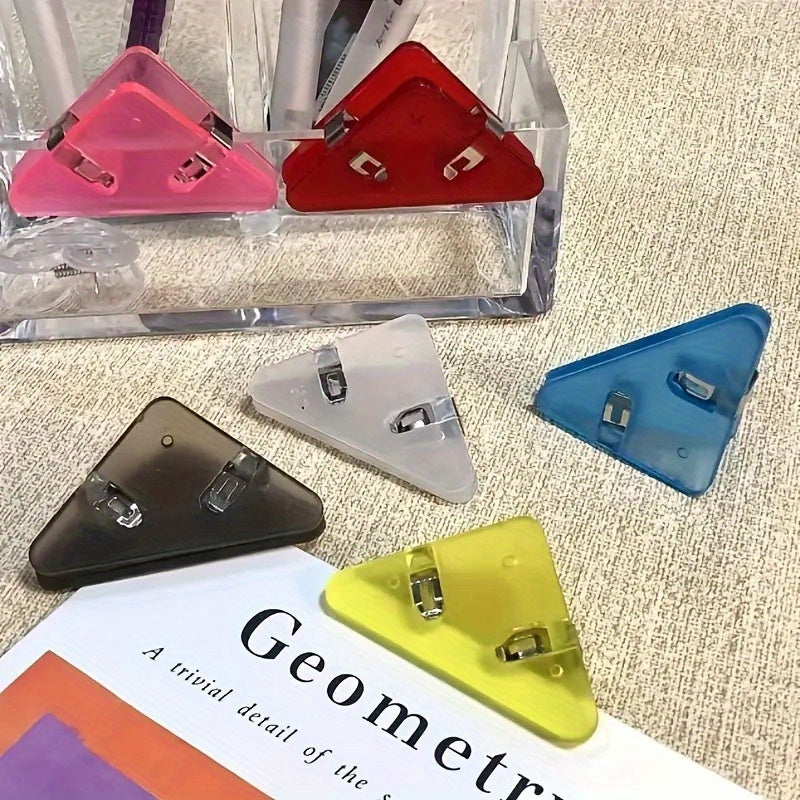 10pcs Transparent Triangular Clips, Stationery Book Clips