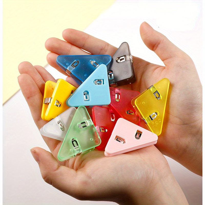 10pcs Transparent Triangular Clips, Stationery Book Clips
