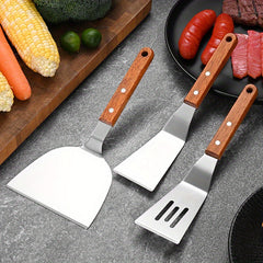 Stainless Steel Cooking Shovel with Wooden Handle for Frying