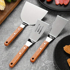 Stainless Steel Cooking Shovel with Wooden Handle for Frying