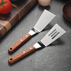 Stainless Steel Cooking Shovel with Wooden Handle for Frying