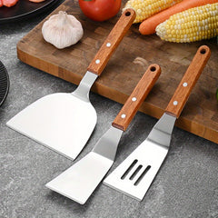 Stainless Steel Cooking Shovel with Wooden Handle for Frying