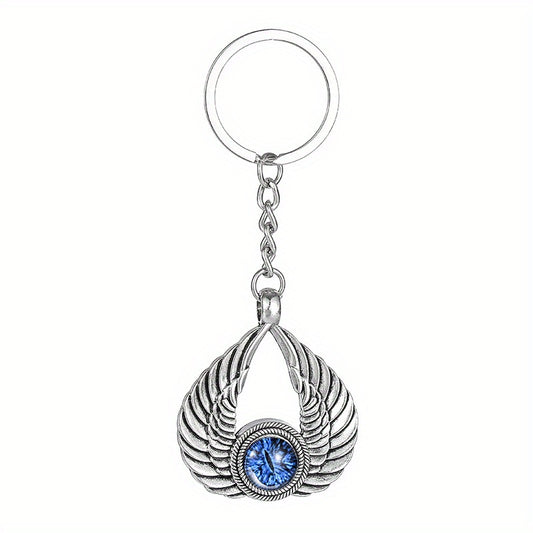 Retro Angel Wings Keychain Metal Devil's Eye Pendant