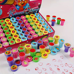 10pcs Toy Stamps Cartoon Animals Fruits Seal DIY Scrapbook Cartoon Toys