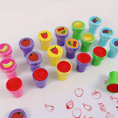 10pcs Toy Stamps Cartoon Animals Fruits Seal DIY Scrapbook Cartoon Toys