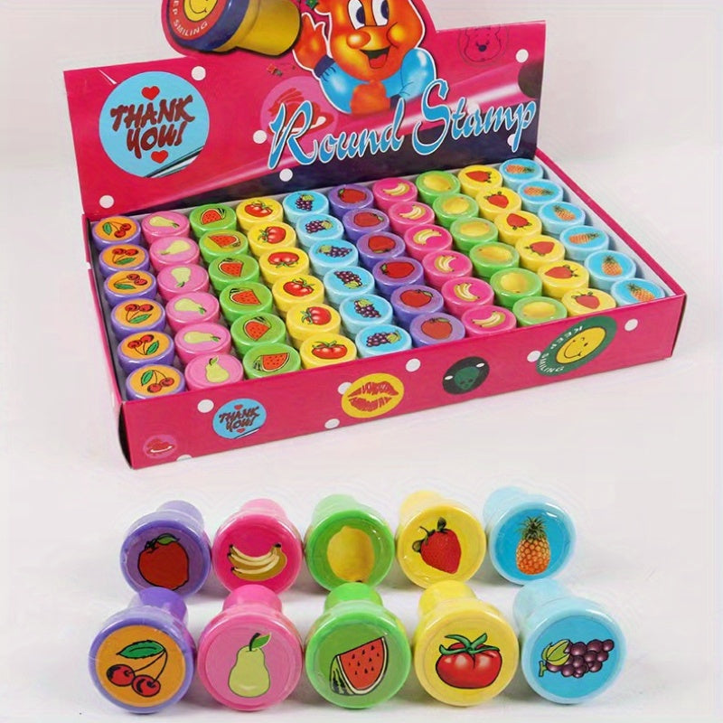 10pcs Toy Stamps Cartoon Animals Fruits Seal DIY Scrapbook Cartoon Toys