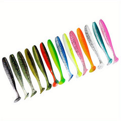 50pcs T Tail Soft Worm Dual Soft Fishing Bait Outdoor Fishing Tackle