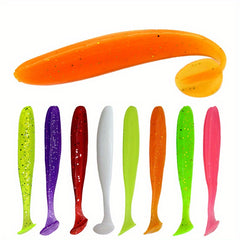 50pcs T Tail Soft Worm Dual Soft Fishing Bait Outdoor Fishing Tackle