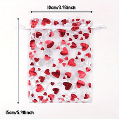 10pcs Love Drawstring Yarn Christmas Gift Bags Organza Jewelry Bag