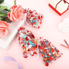 10pcs Love Drawstring Yarn Christmas Gift Bags Organza Jewelry Bag