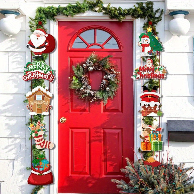 Santa Claus Snowman Christmas Door Hanging Banner Party Decoration