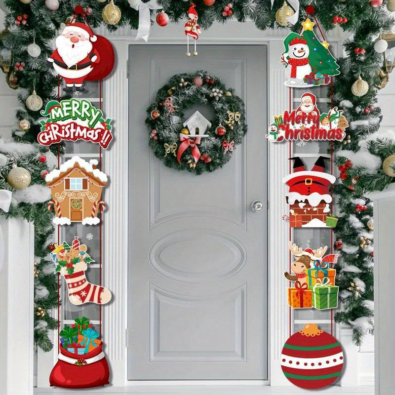 Santa Claus Snowman Christmas Door Hanging Banner Party Decoration