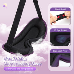 3D Contoured Blockout Light Eye Mask Adjustable Strap for Sleeping Travel Nap