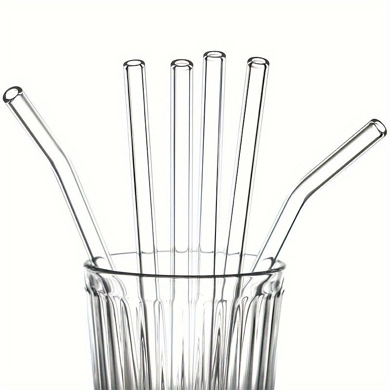 Transparent Glass Straws Set - 4 Straws 1 Brush