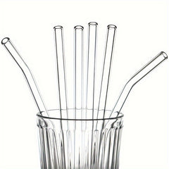 Transparent Glass Straws Set - 4 Straws 1 Brush