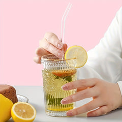 Transparent Glass Straws Set - 4 Straws 1 Brush