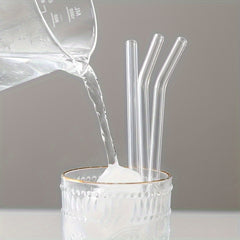 Transparent Glass Straws Set - 4 Straws 1 Brush