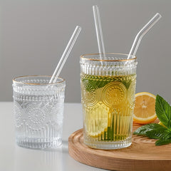 Transparent Glass Straws Set - 4 Straws 1 Brush