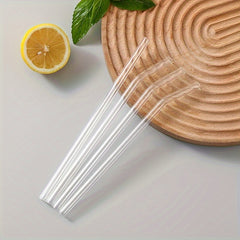 Transparent Glass Straws Set - 4 Straws 1 Brush