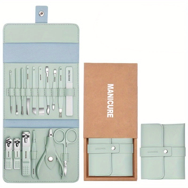 16pcs Nail Clippers Fingernail Toenail Cutter Earwax Scoop Manicure Tool