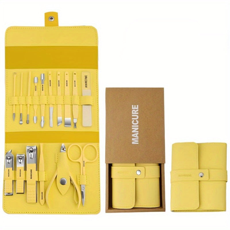 16pcs Nail Clippers Fingernail Toenail Cutter Earwax Scoop Manicure Tool
