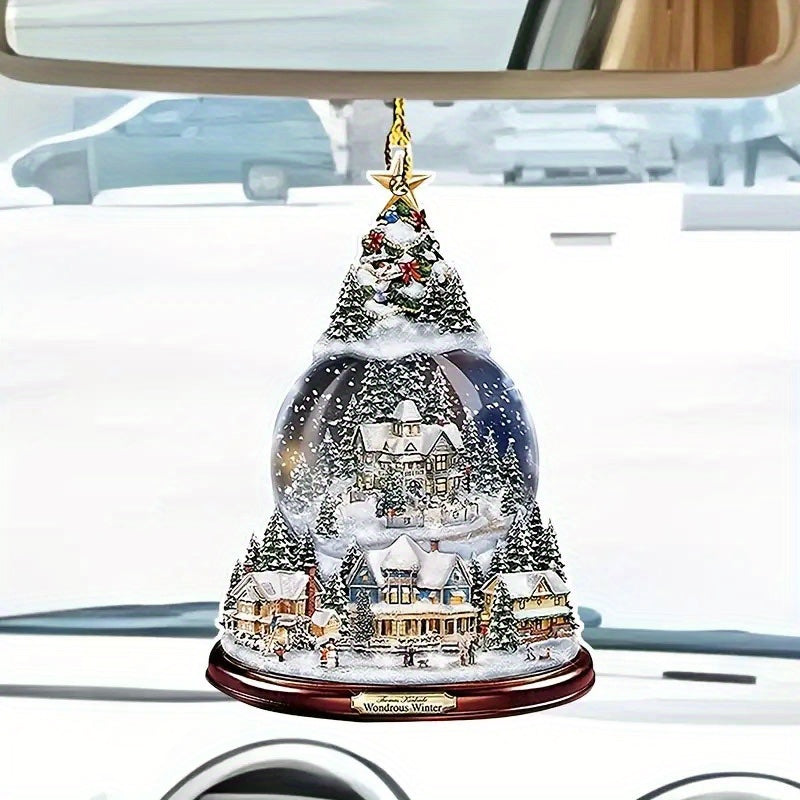2D 3 15inch Christmas Pendant Ornaments Reflective Mirror Car Pendant
