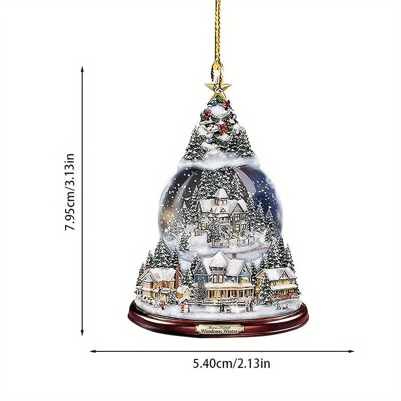 2D 3 15inch Christmas Pendant Ornaments Reflective Mirror Car Pendant