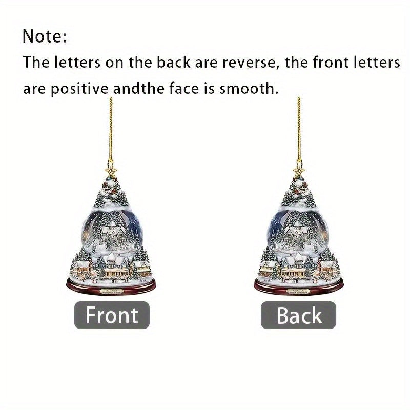 2D 3 15inch Christmas Pendant Ornaments Reflective Mirror Car Pendant