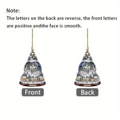 2D 3 15inch Christmas Pendant Ornaments Reflective Mirror Car Pendant