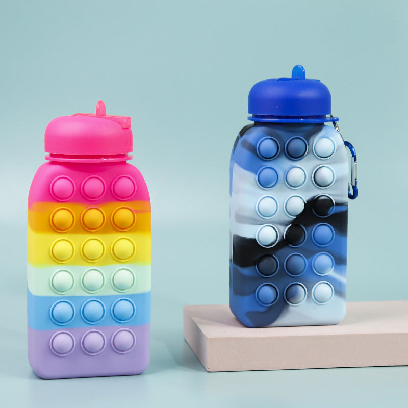 Silicone Folding Water Bottle Portable Stress-reducing Bubble Bottle