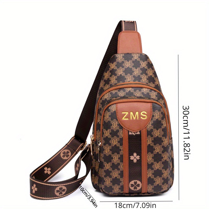 Floral Pattern PU Leather Chest Bag for Travel