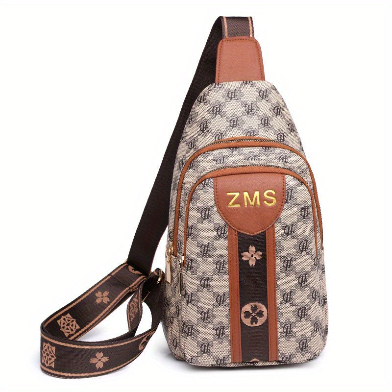 Floral Pattern PU Leather Chest Bag for Travel