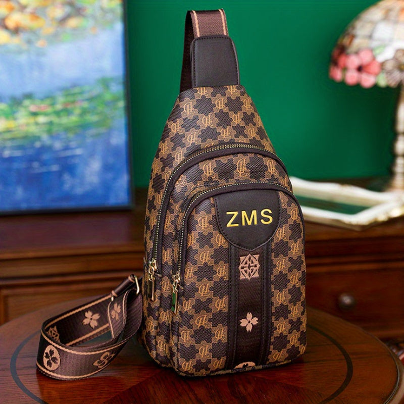 Floral Pattern PU Leather Chest Bag for Travel