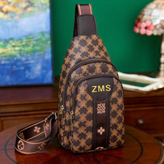 Floral Pattern PU Leather Chest Bag for Travel