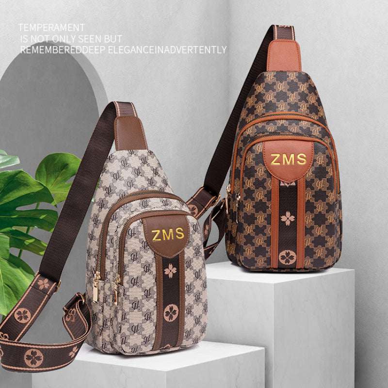 Floral Pattern PU Leather Chest Bag for Travel