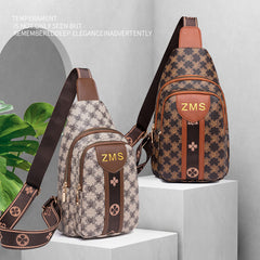 Floral Pattern PU Leather Chest Bag for Travel