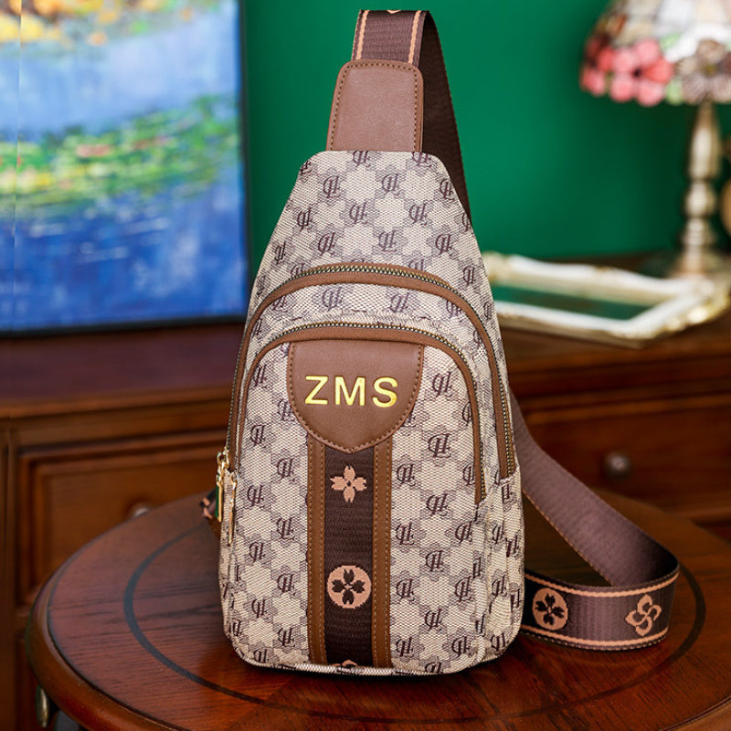 Floral Pattern PU Leather Chest Bag for Travel