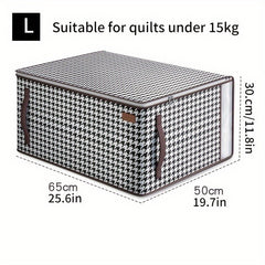 Large Capacity Houndstooth Storage Bag Zipper Dustproof Organizer