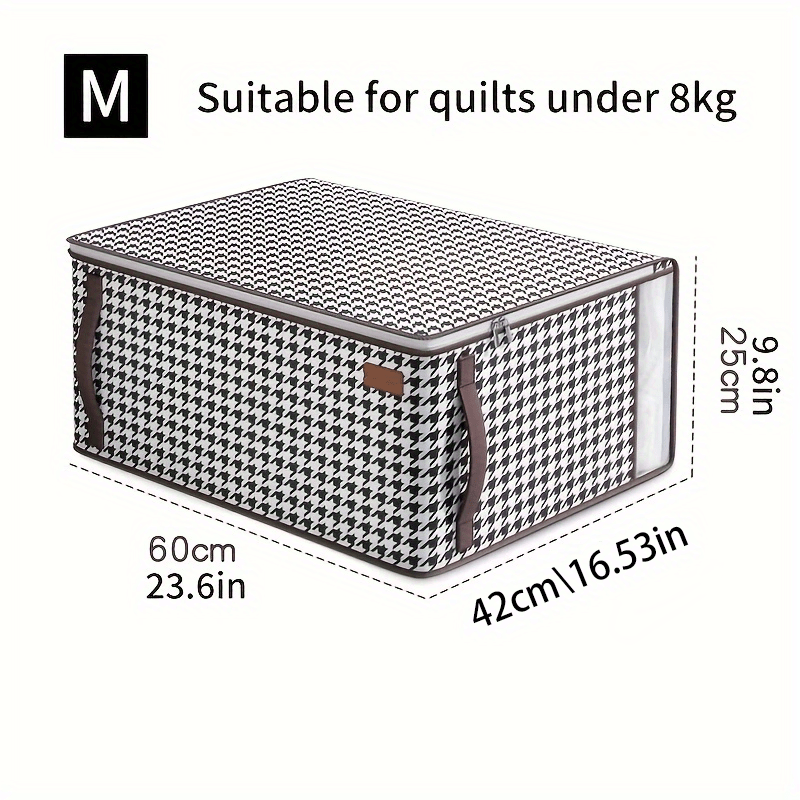 Large Capacity Houndstooth Storage Bag Zipper Dustproof Organizer