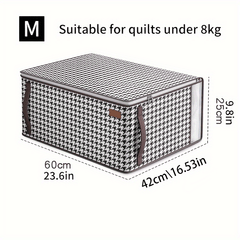 Large Capacity Houndstooth Storage Bag Zipper Dustproof Organizer