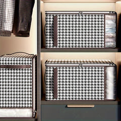 Large Capacity Houndstooth Storage Bag Zipper Dustproof Organizer