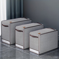Large Capacity Houndstooth Storage Bag Zipper Dustproof Organizer