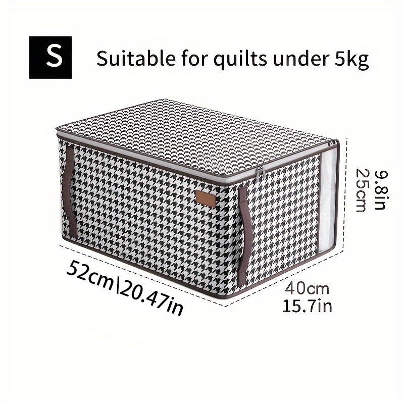 Large Capacity Houndstooth Storage Bag Zipper Dustproof Organizer